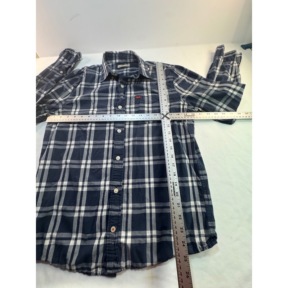 Hollister Other - Hollister Mens Navy Blue White Plaid Long Sleeve Button Down Shirt Size M